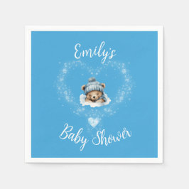 Servilleta De Papel Baby Shower De Oso De Teddy De Nieve Emocionado