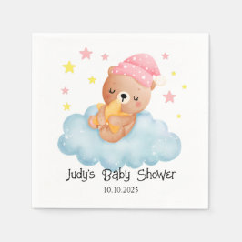 Servilleta De Papel Baby Shower de oso pequeño rosado