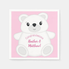 Servilleta De Papel Baby Shower de oso polar rosa
