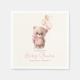 Servilleta De Papel Baby Shower de oso rosa y marrón de peluche