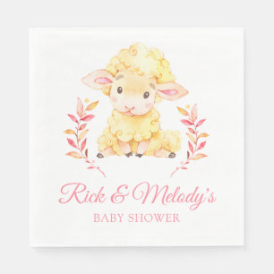 Servilleta De Papel Baby Shower de oveja de cordero rosa para Chica