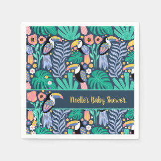 Servilleta De Papel Baby Shower de pájaro trópico colorido