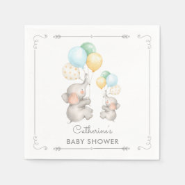 Servilleta De Papel Baby Shower de papel moderno para elefantes pastel