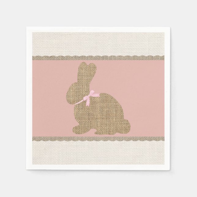 Servilleta De Papel Baby Shower de Pascua Rústica Rosa y Burlap (Anverso)