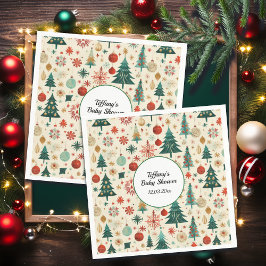 Servilleta De Papel Baby Shower de patrón de invierno festivo