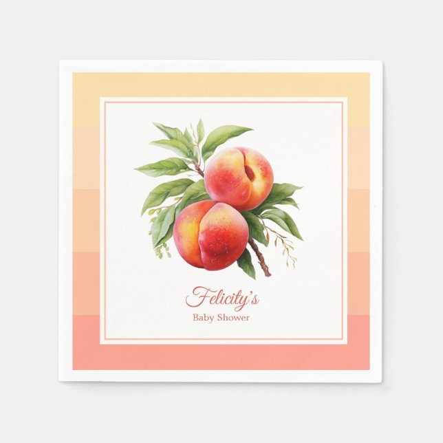 Servilleta De Papel Baby Shower de Peach Fuzz (Anverso)