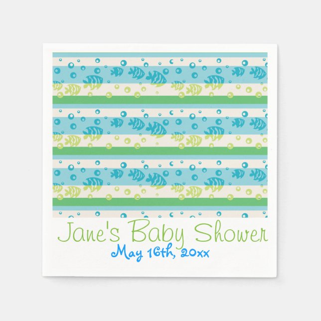Servilleta De Papel Baby Shower de peces nadadores (Anverso)
