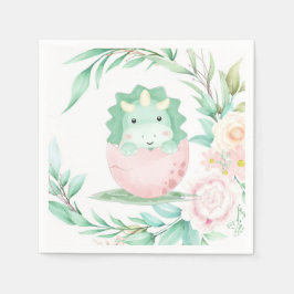 Servilleta De Papel Baby Shower de Peony Green Dinosaur Peony