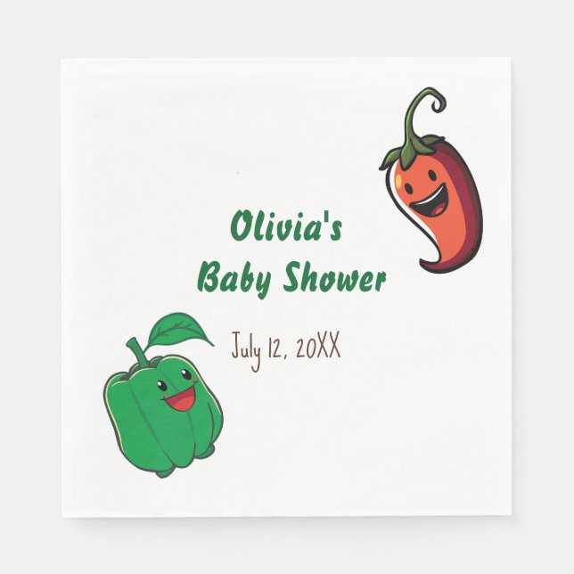 Servilleta De Papel Baby Shower de Peppers sonrientes (Anverso)