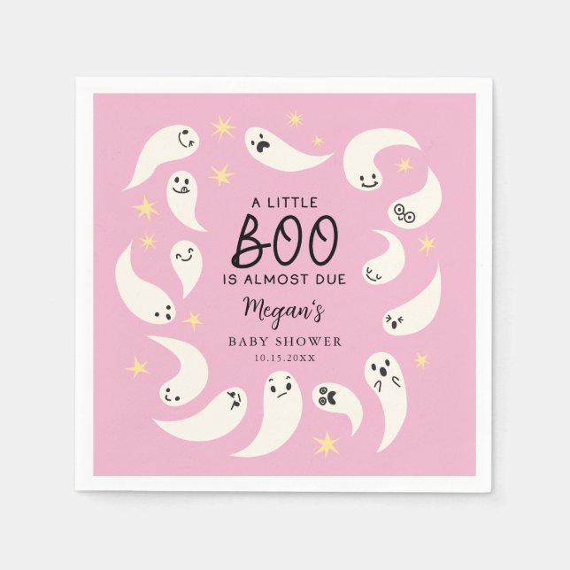 Servilleta De Papel Baby Shower de Pink Little Boo Halloween (Anverso)