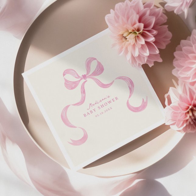 Servilleta De Papel Baby Shower de plegado suave de mano rosada (Subido por el creador)