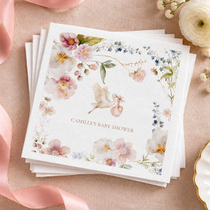 Servilleta De Papel Baby Shower de Primavera con Flores Silvestres