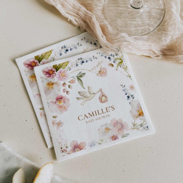 Servilleta De Papel Baby Shower de primavera de flores silvestres (Wildflower Baby Shower Napkins)