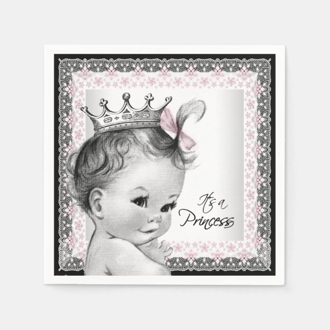 Servilleta De Papel Baby Shower de Princesa Vintage (Anverso)