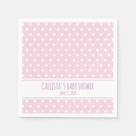 Servilleta De Papel Baby Shower de punto de polka rosa personalizado
