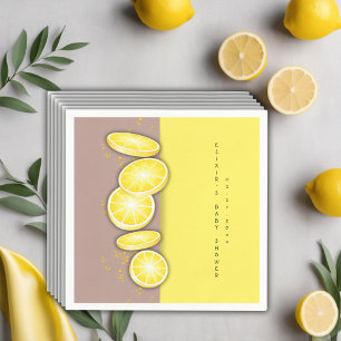 Servilleta De Papel Baby Shower de rociado de limón blanco moderno