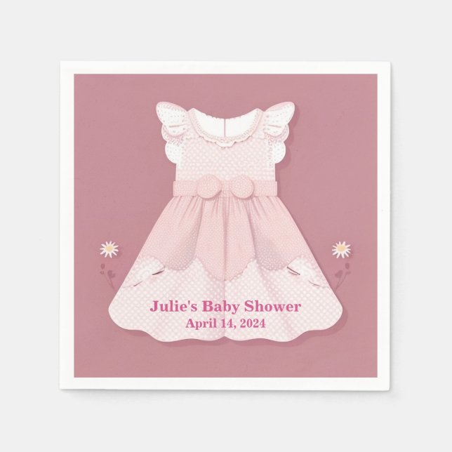 Servilleta De Papel Baby Shower de ropa de bebé rosa (Anverso)