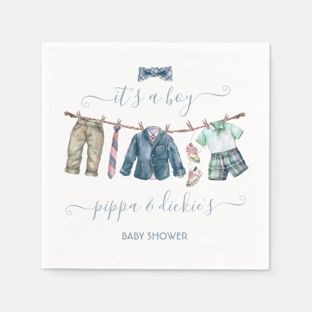 Servilleta De Papel Baby Shower de ropa de niño precoz (Anverso)