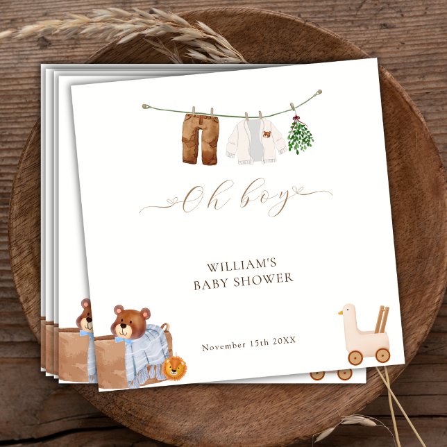 Servilleta De Papel Baby Shower de ropa mínima de Boho Boy (Minimal Boho Boy Clothes Baby Shower Napkins)