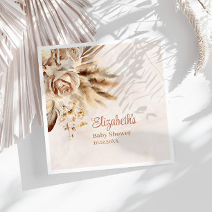 Servilleta De Papel Baby Shower de Rosas de Grass Boho Pampas