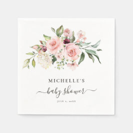 Servilleta De Papel Baby Shower de rosas rosadas
