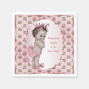 Servilleta De Papel Baby Shower de rosas rosas rosas rosadas de prince