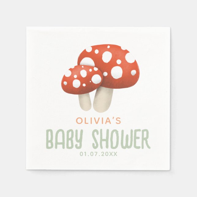 Servilleta De Papel Baby Shower de rustic Woodland Mushroom (Anverso)
