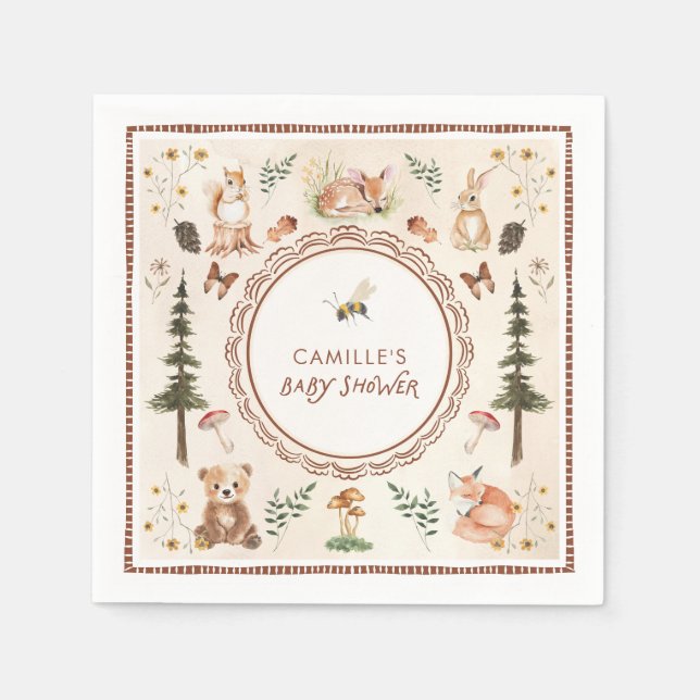 Servilleta De Papel Baby Shower de Rustic Woodland Winter Boy (Anverso)
