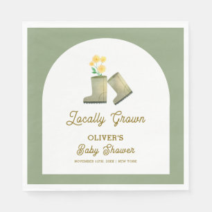 Servilleta De Papel Baby Shower de Sage Green Boots florales de cosech