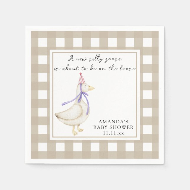 Servilleta De Papel Baby Shower de Silly Goose (Anverso)