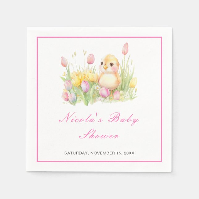 Servilleta De Papel Baby Shower de Spring Chick (Anverso)