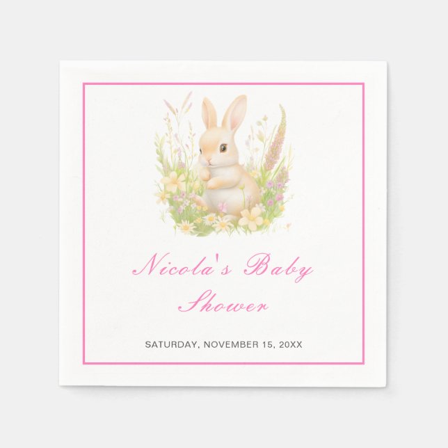 Servilleta De Papel Baby Shower de Spring Rabbit (Anverso)