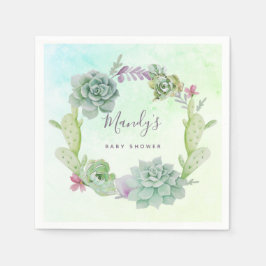 Servilleta De Papel Baby Shower de suculentos de color de agua