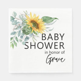 Servilleta De Papel Baby Shower de Sunflower Eucalyptus Greener