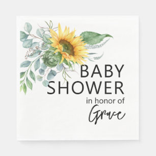 Servilleta De Papel Baby Shower de Sunflower Eucalyptus Greener
