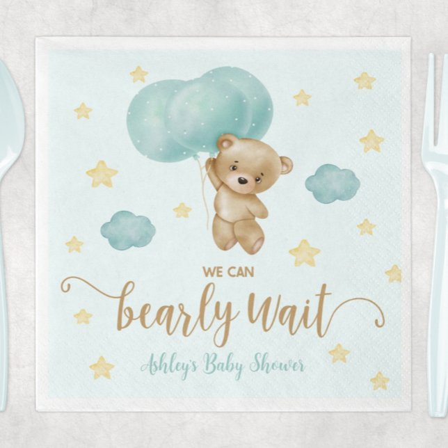 Servilleta De Papel Baby Shower de Teddy Bear and Blue Balloons (Subido por el creador)