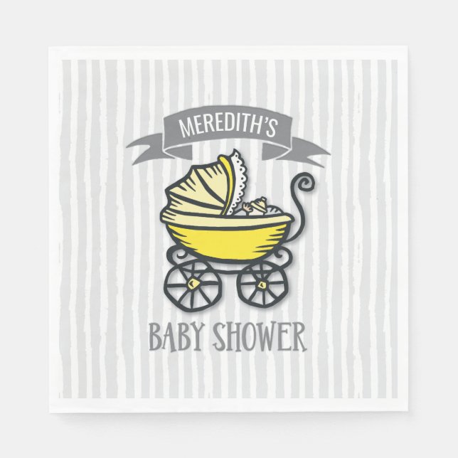 Servilleta De Papel Baby Shower de tema amarillo (Anverso)