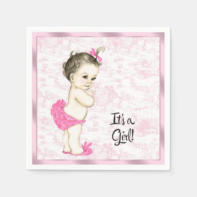Servilleta De Papel Baby Shower de Toile Rosa (Anverso)