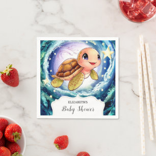 Servilleta De Papel Baby Shower de tortuga simple