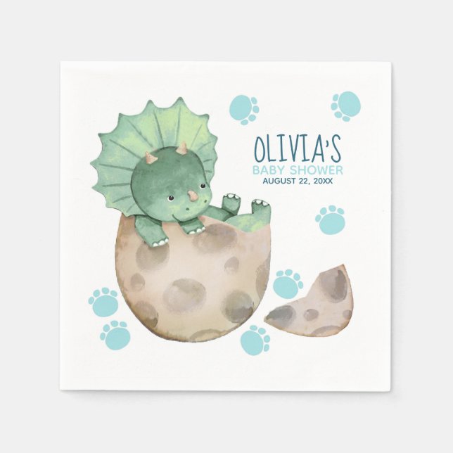 Servilleta De Papel Baby Shower de Triceratops Dinosaur Boy (Anverso)