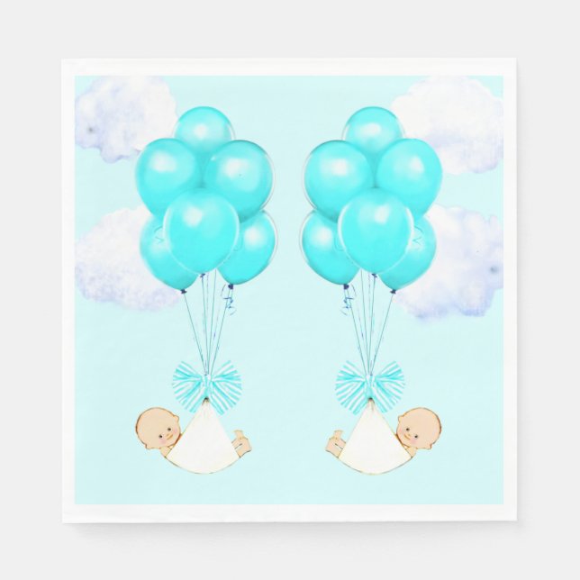 Servilleta De Papel Baby Shower de Twin Boys (Anverso)