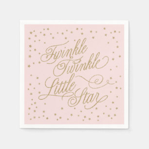 Servilleta De Papel Baby Shower de Twinkle Little Star Gold y Chica Ro
