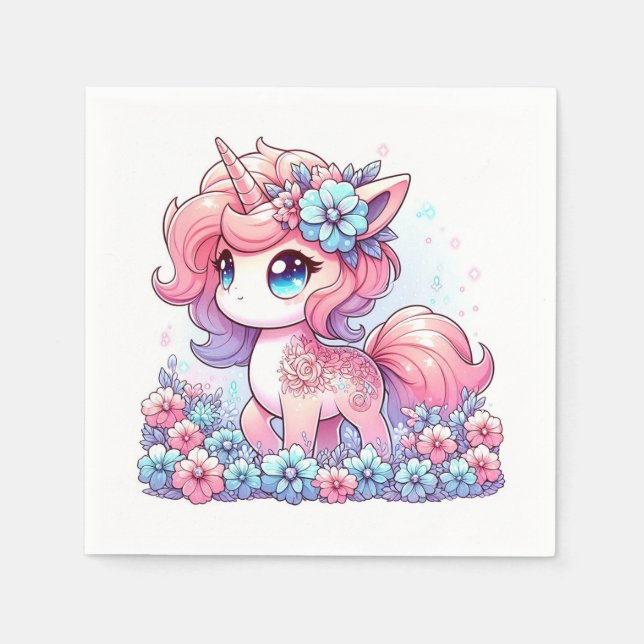 Servilleta De Papel Baby Shower de Unicorn personalizado (Anverso)