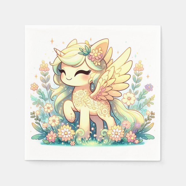 Servilleta De Papel Baby Shower de unicornio elegante (Anverso)