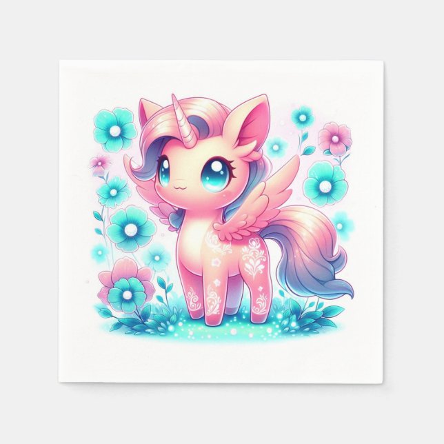 Servilleta De Papel Baby Shower de Unicornio moderno (Anverso)