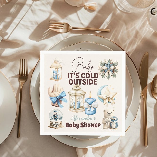 Servilleta De Papel Baby Shower de vacaciones de Navidades azules de i (Subido por el creador)