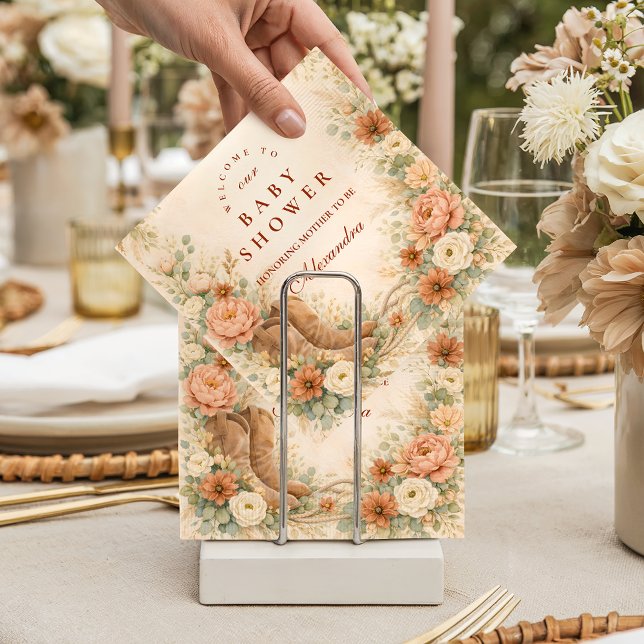 Servilleta De Papel Baby Shower de vaquera con flores del oeste (Subido por el creador)