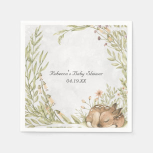 Servilleta De Papel Baby Shower de venado de Woodland personalizado