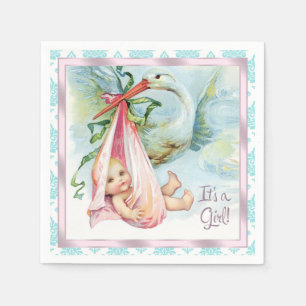Servilleta De Papel Baby Shower de vintage Stork