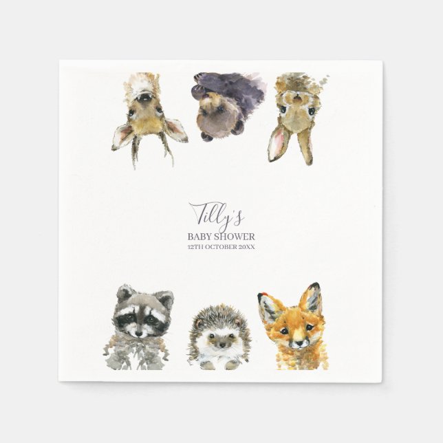 Servilleta De Papel Baby Shower de Woodland Animals (Anverso)